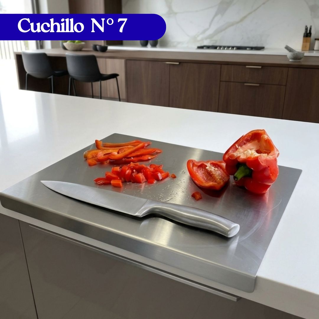 Tabla de acero inoxidable + Afilador + Cuchillo 👨‍🍳